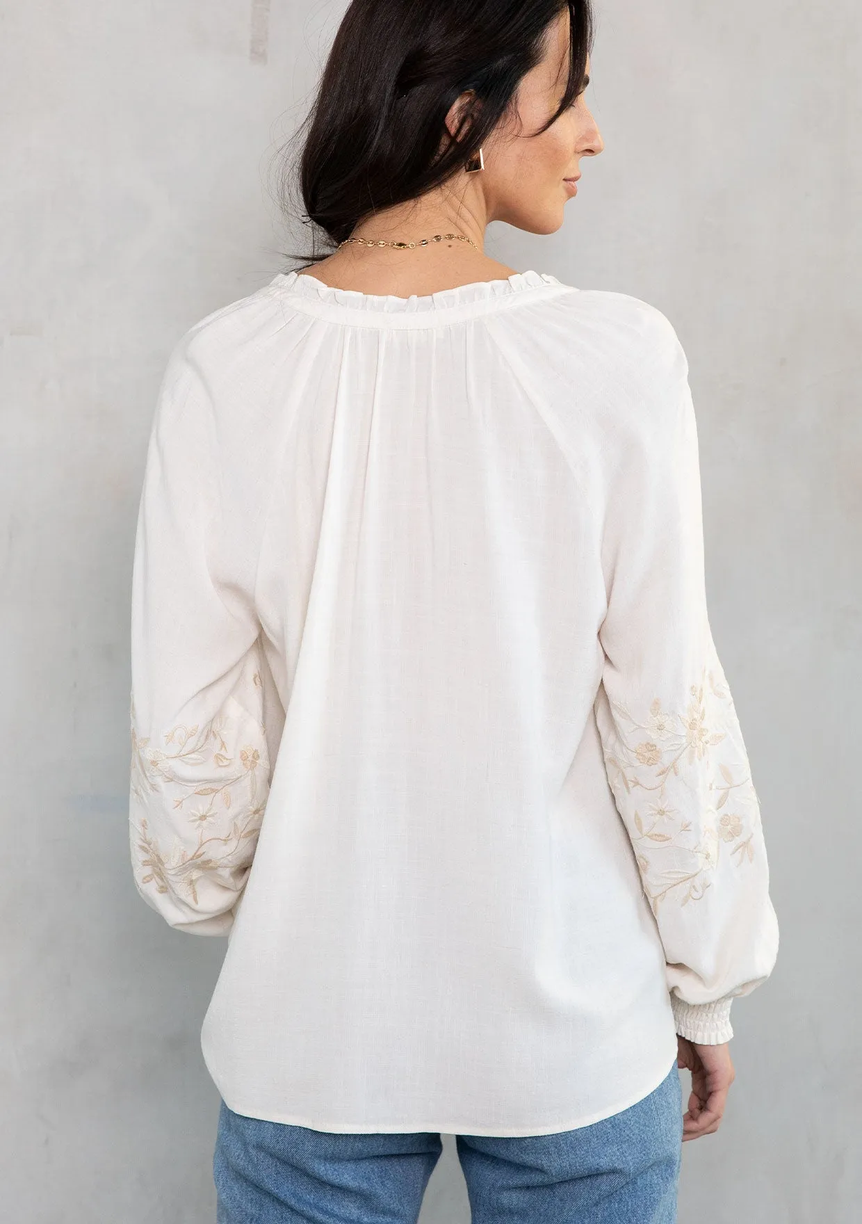 Elin Embroidered Peasant Top