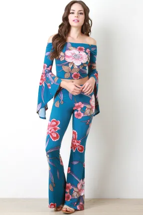 Floral Bell Bottom Pants