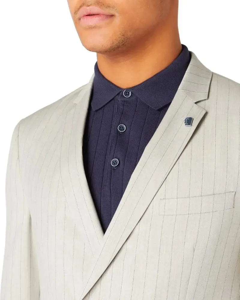 Franco Double Breasted Pinstripe Jacket - Grey