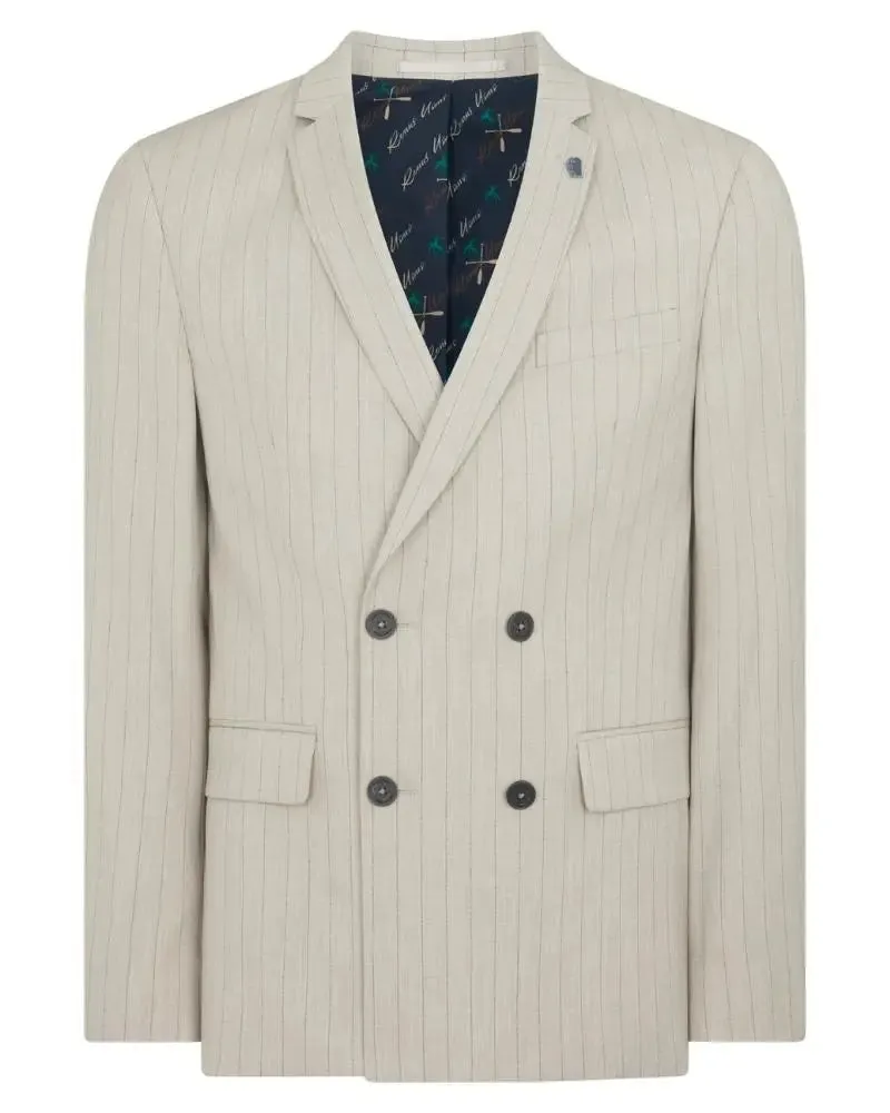 Franco Double Breasted Pinstripe Jacket - Grey