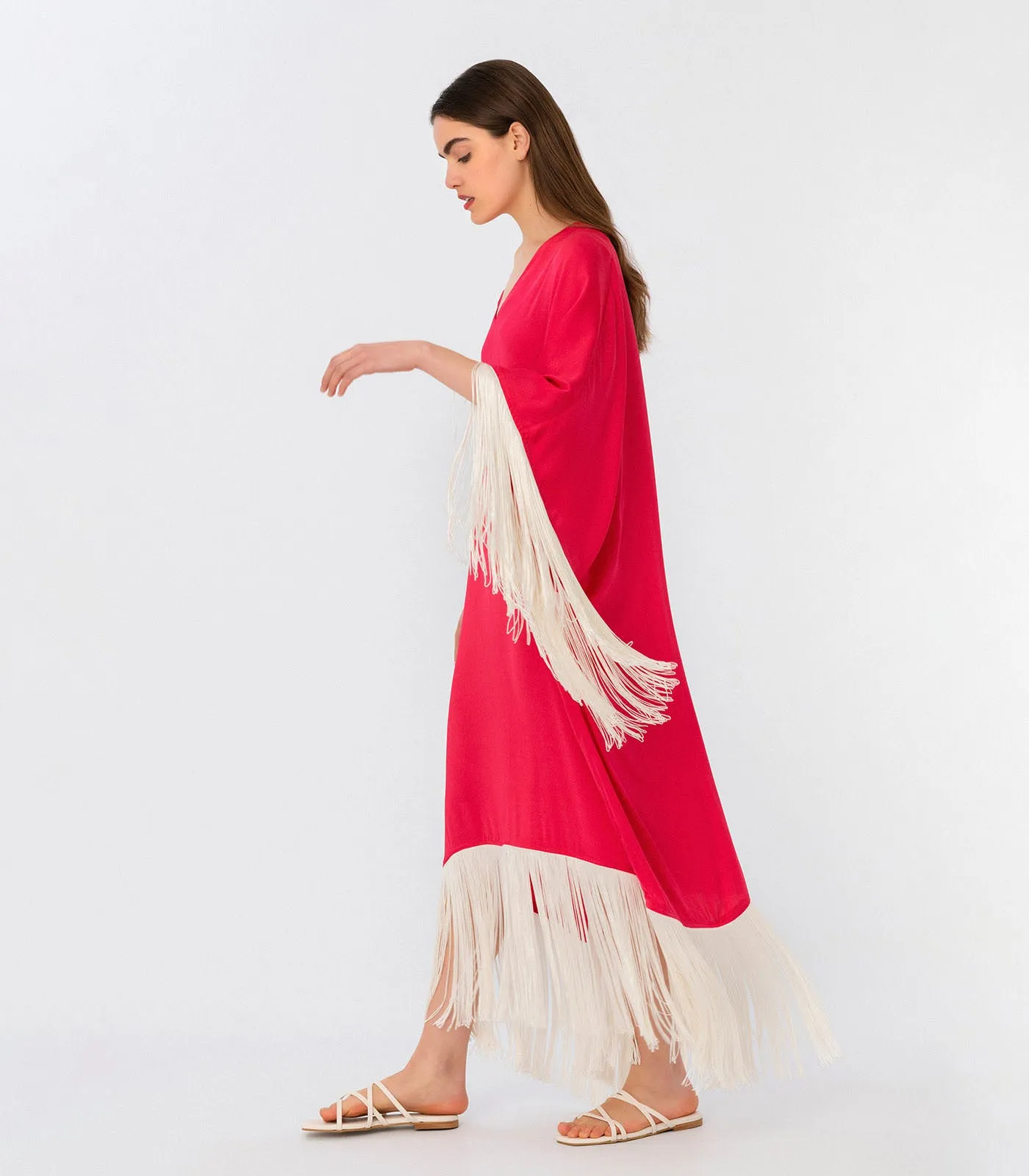 Fringes Silktouch Kaftan Dress