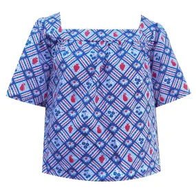 Fruit Picnic Peasant Top by Blue Platypus