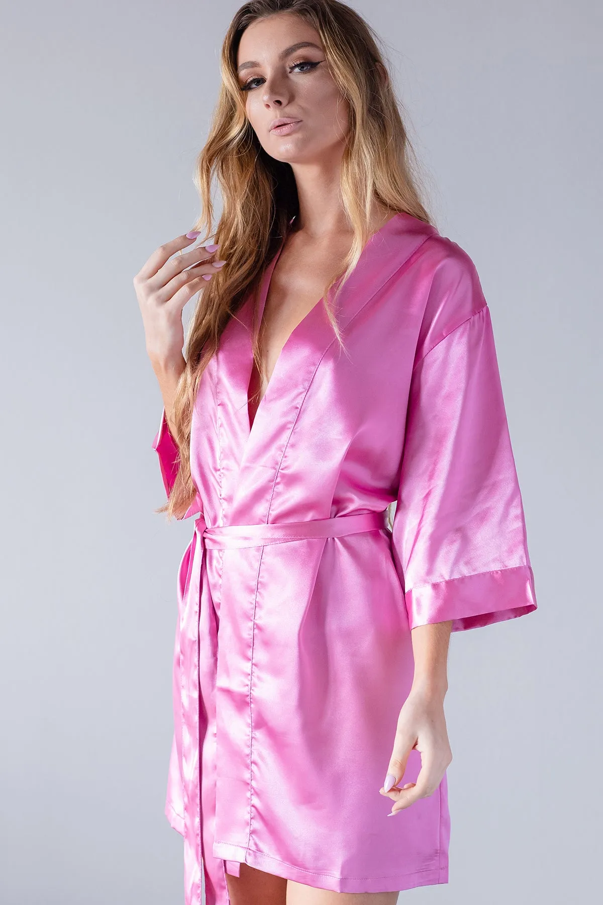 Honeysuckle Satin Kimono Robe