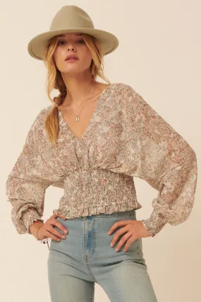 Hothouse Flowers Floral Chiffon Peasant Top