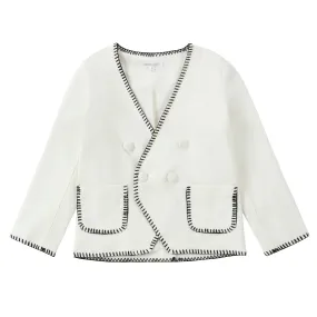 Ivory Stitch Double Breasted Blazer