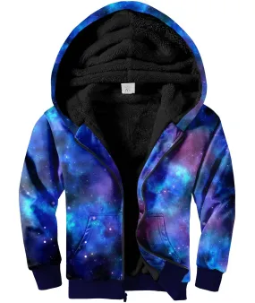 Kid's Galaxy Printed Fleece Zip-Up Hoodie-ZPK006231