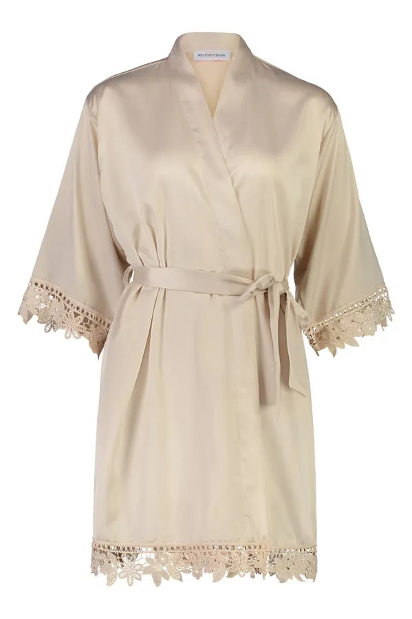 Lilah Lace Trim Robe Champagne