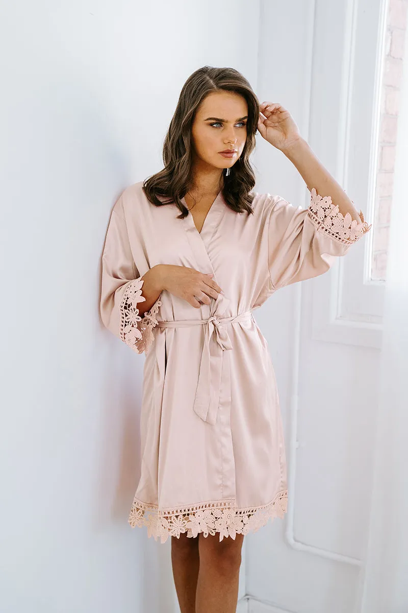 Lilah Lace Trim Robe Champagne