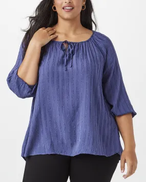 Luna Peasant Top | Royal Blue / Light Blue