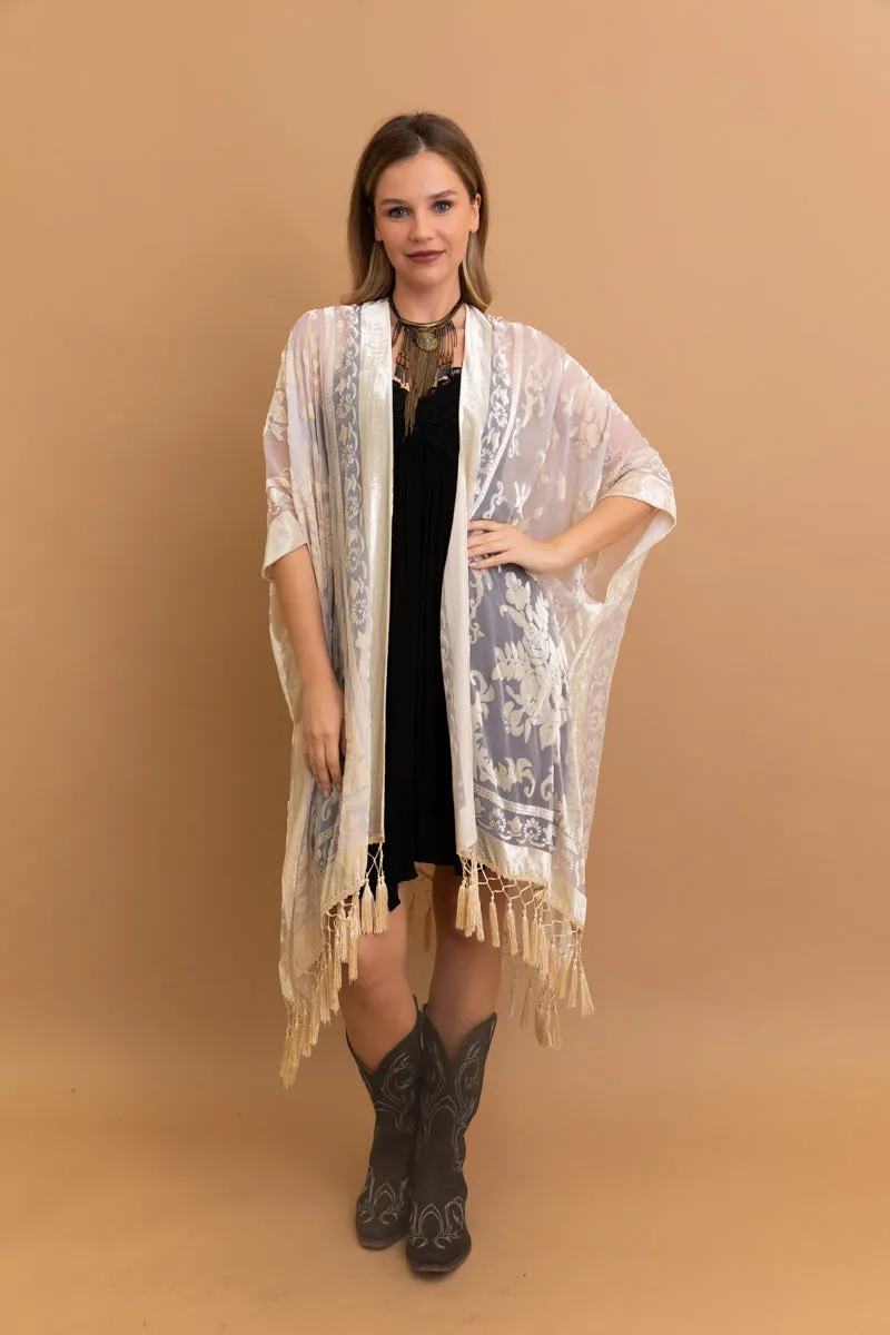 Lush Velvet Mesh Tapestry Kimono