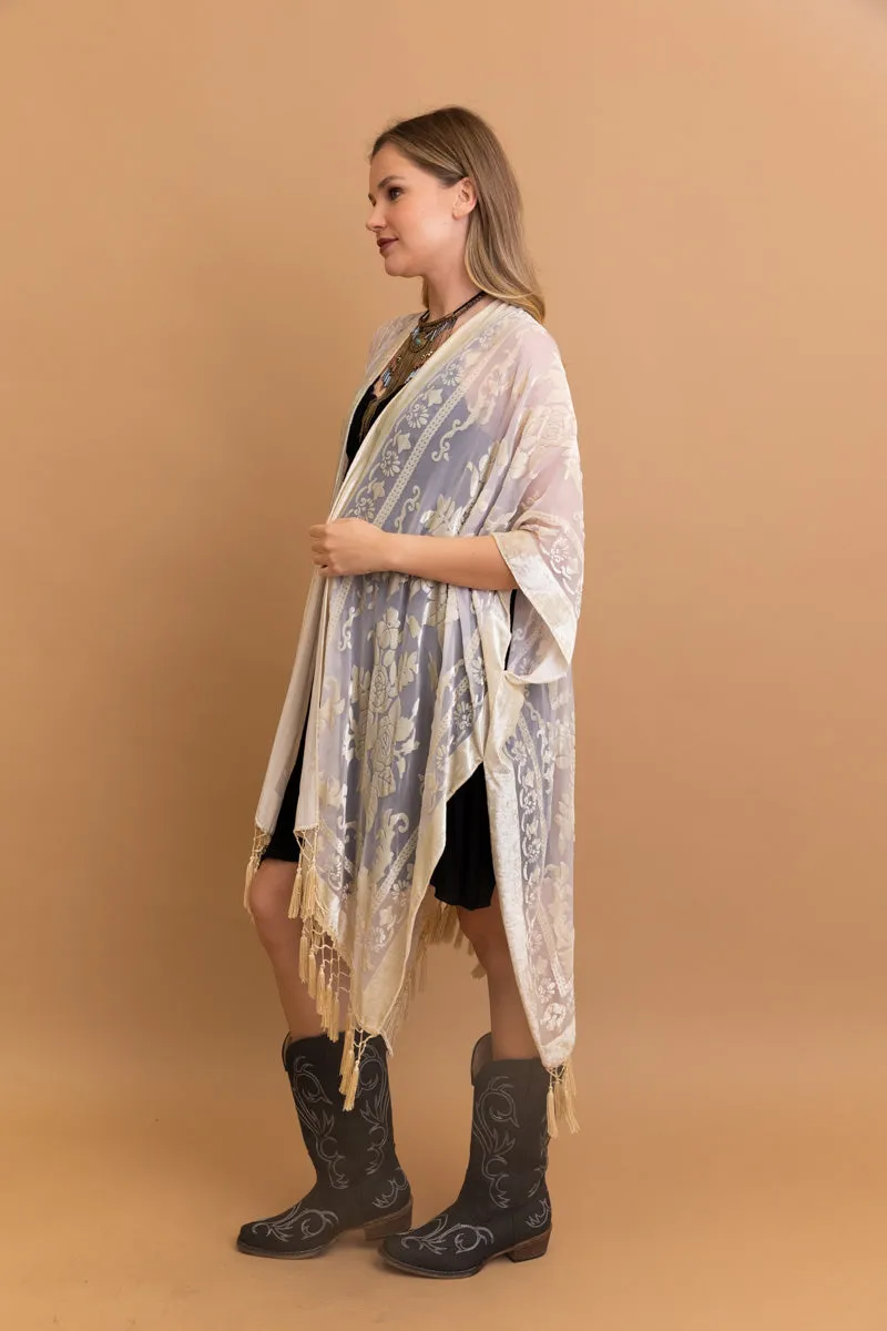 Lush Velvet Mesh Tapestry Kimono