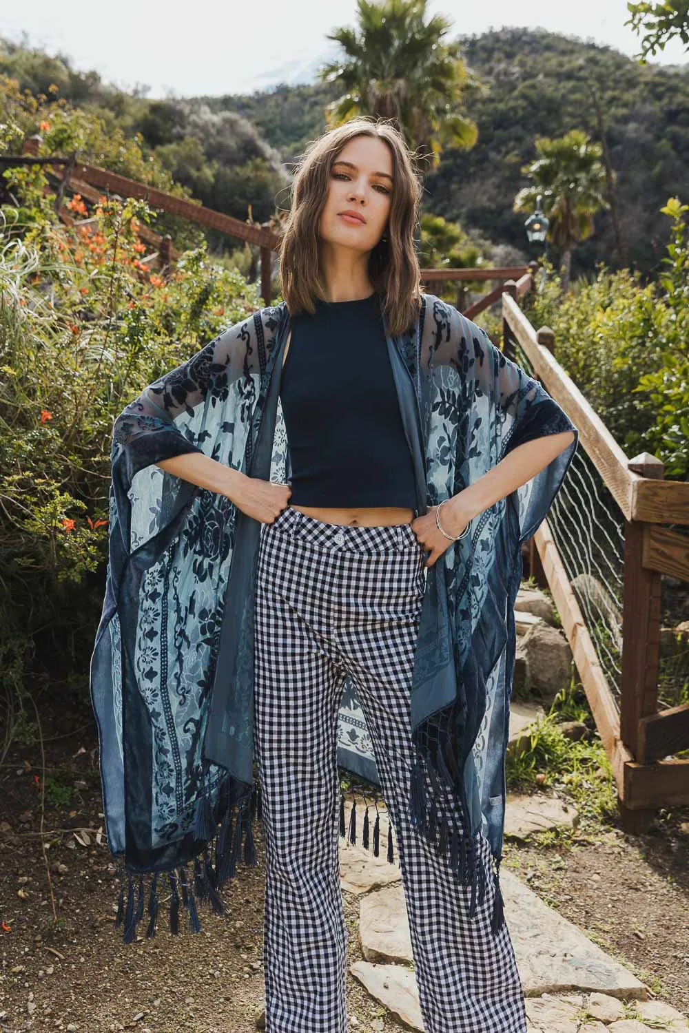 Lush Velvet Mesh Tapestry Kimono