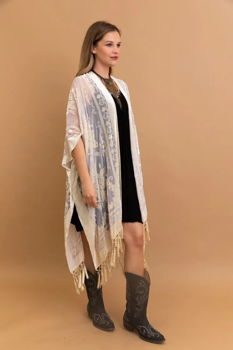 Lush Velvet Mesh Tapestry Kimono