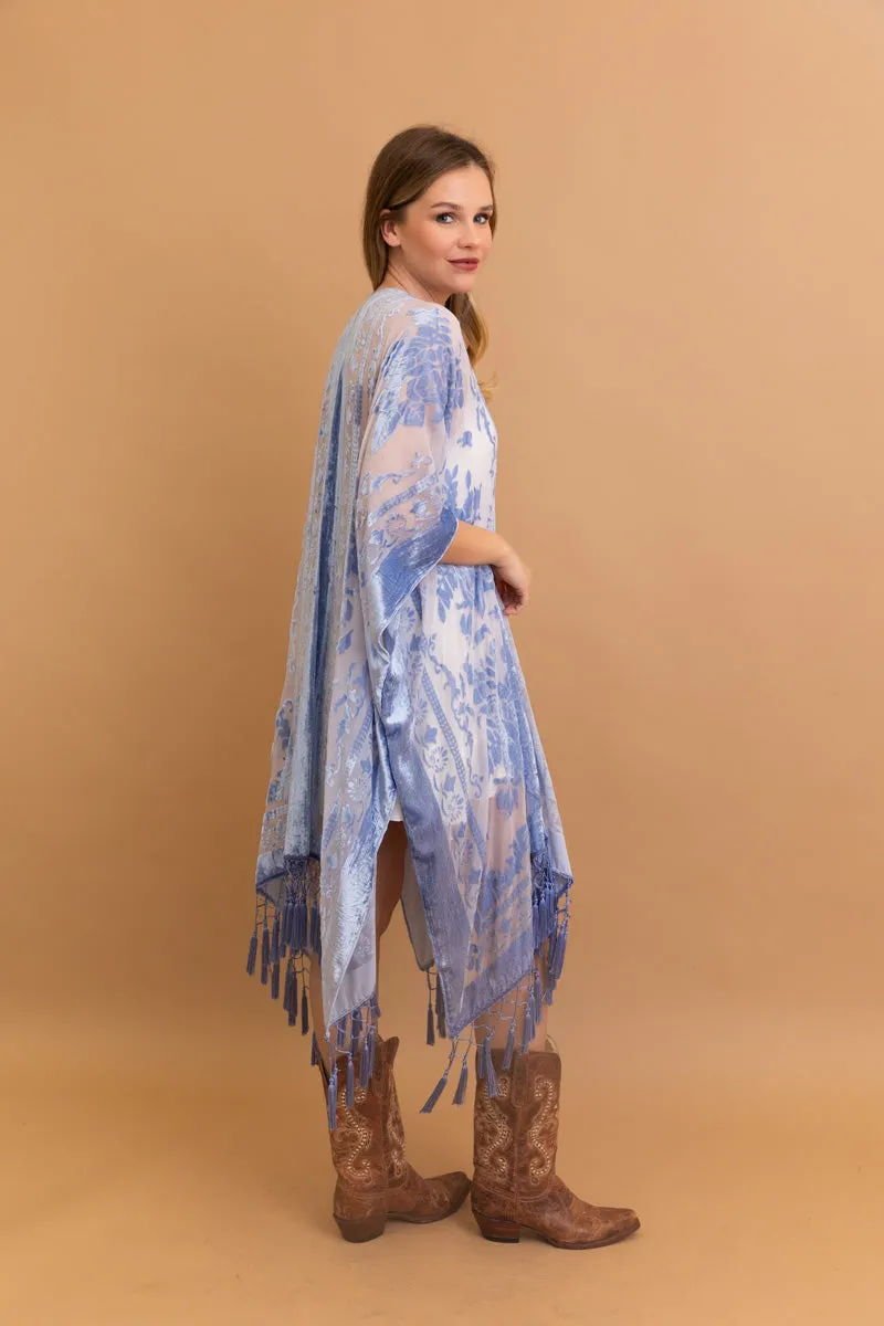 Lush Velvet Mesh Tapestry Kimono