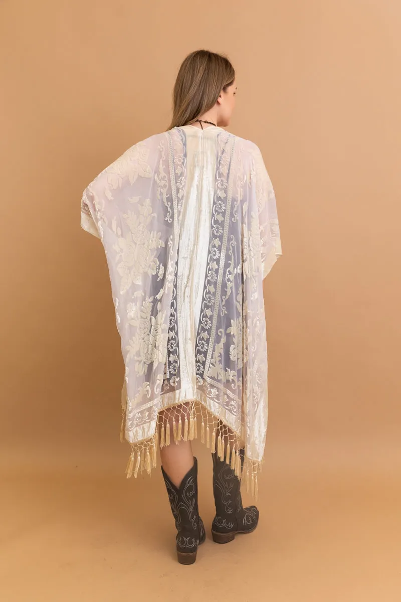 Lush Velvet Mesh Tapestry Kimono