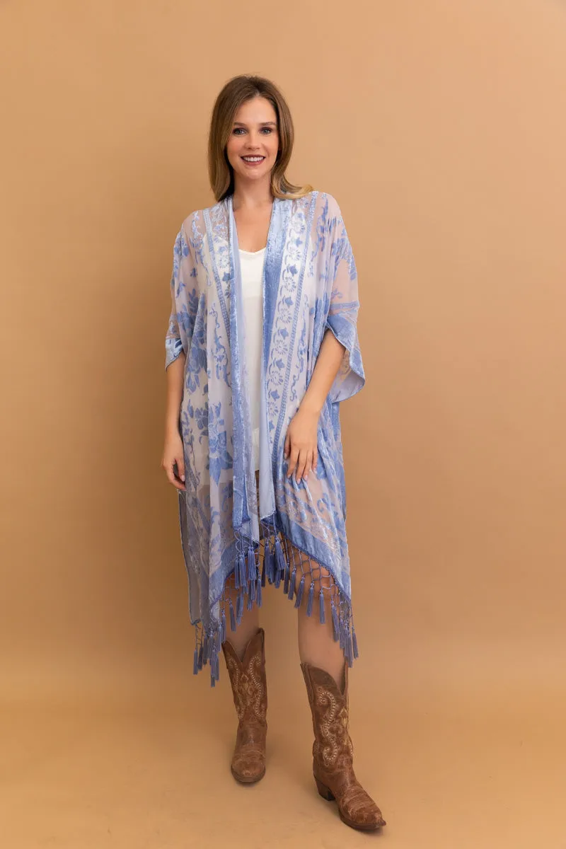 Lush Velvet Mesh Tapestry Kimono