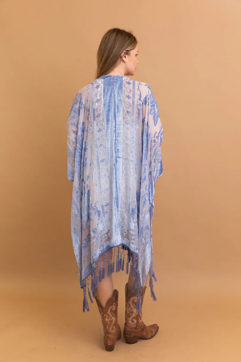 Lush Velvet Mesh Tapestry Kimono