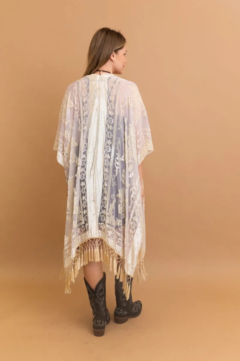 Lush Velvet Mesh Tapestry Kimono