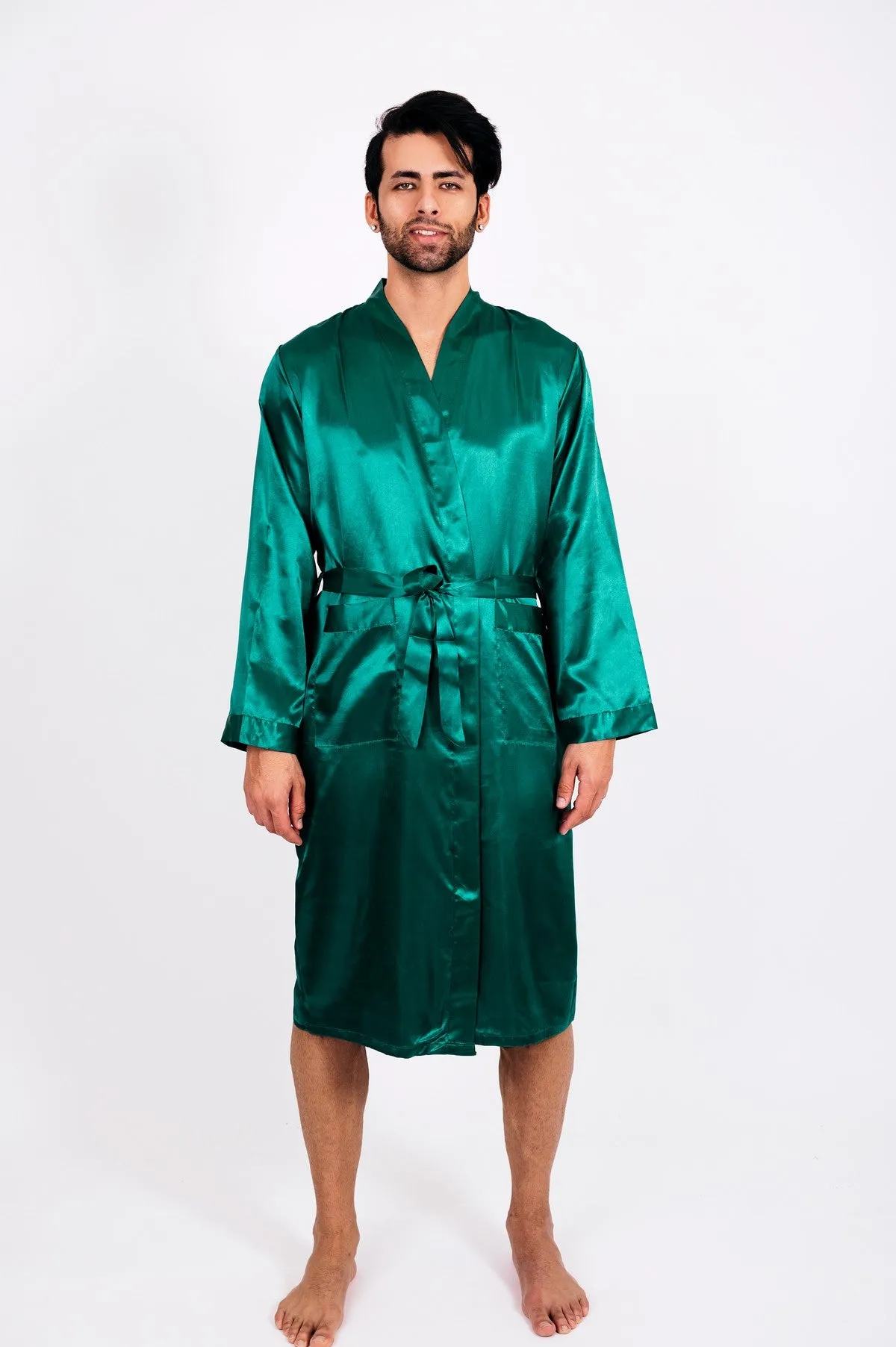 Men's Satin robe for Groom , King Mr Silk Robes for Bachelor Party - Script Vinyl