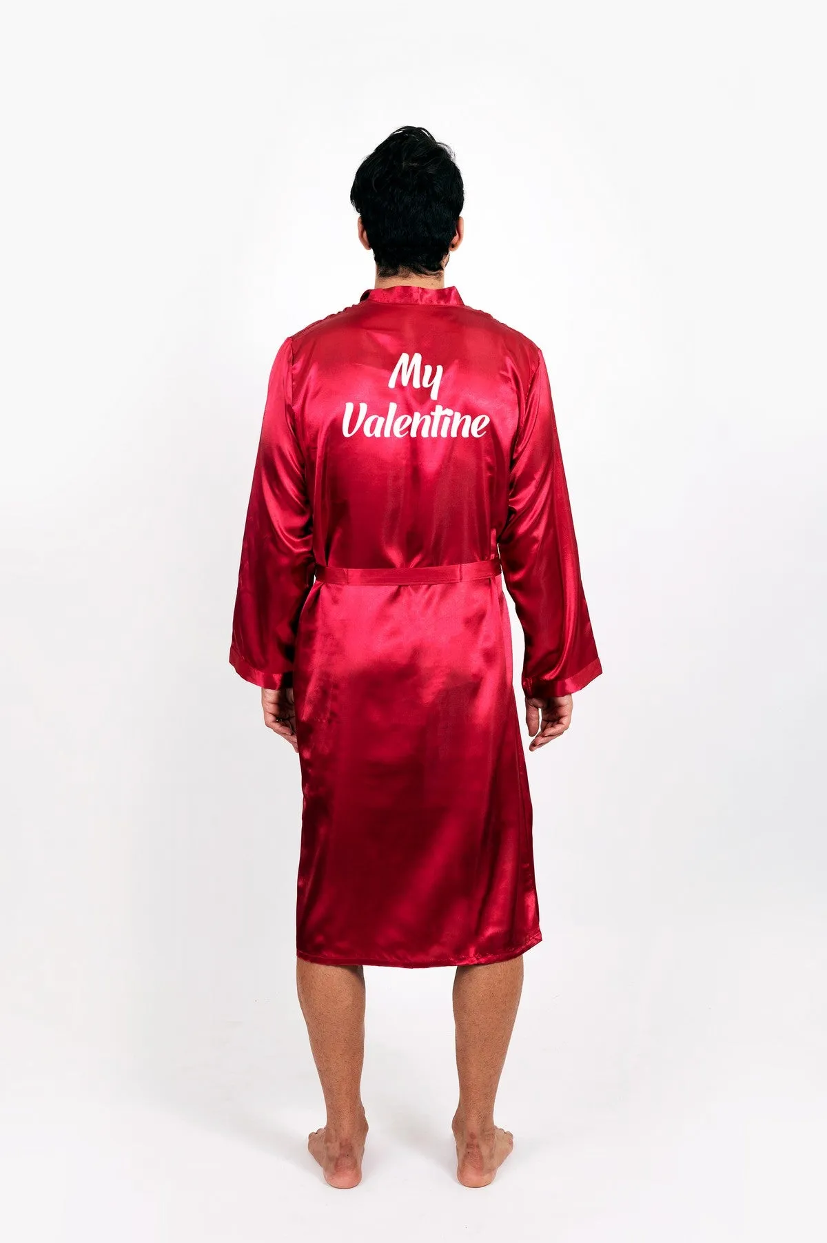 Men's Satin robe for Groom , King Mr Silk Robes for Bachelor Party - Script Vinyl