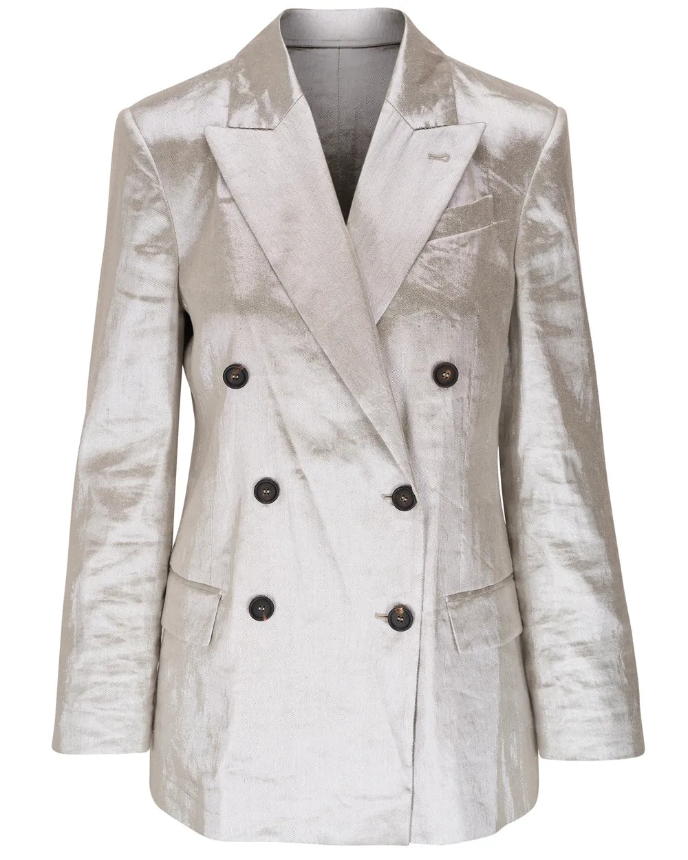 Metallic Linen Double Breasted Jacket