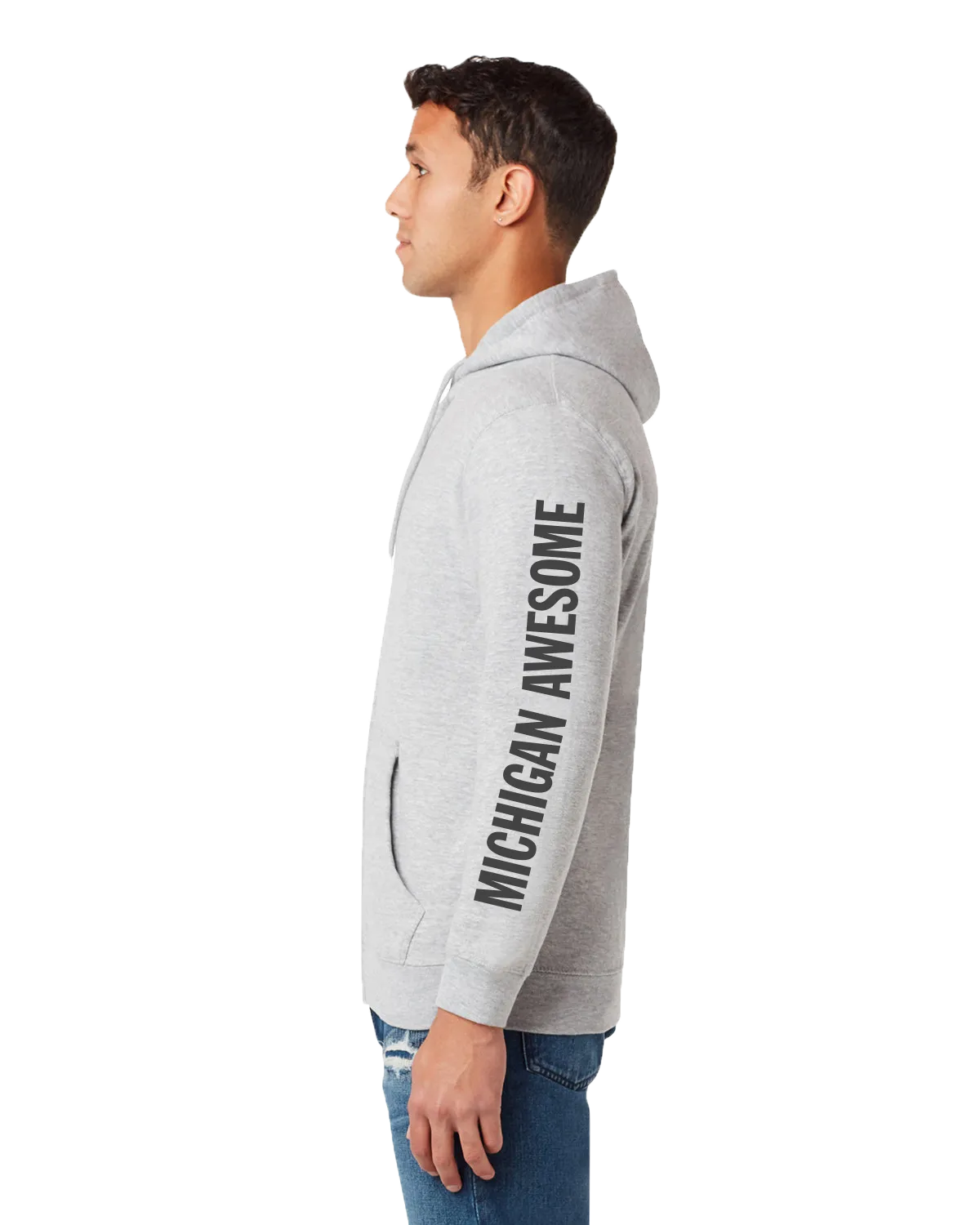 Michigan Awesome Sleeve Zip Hoodie