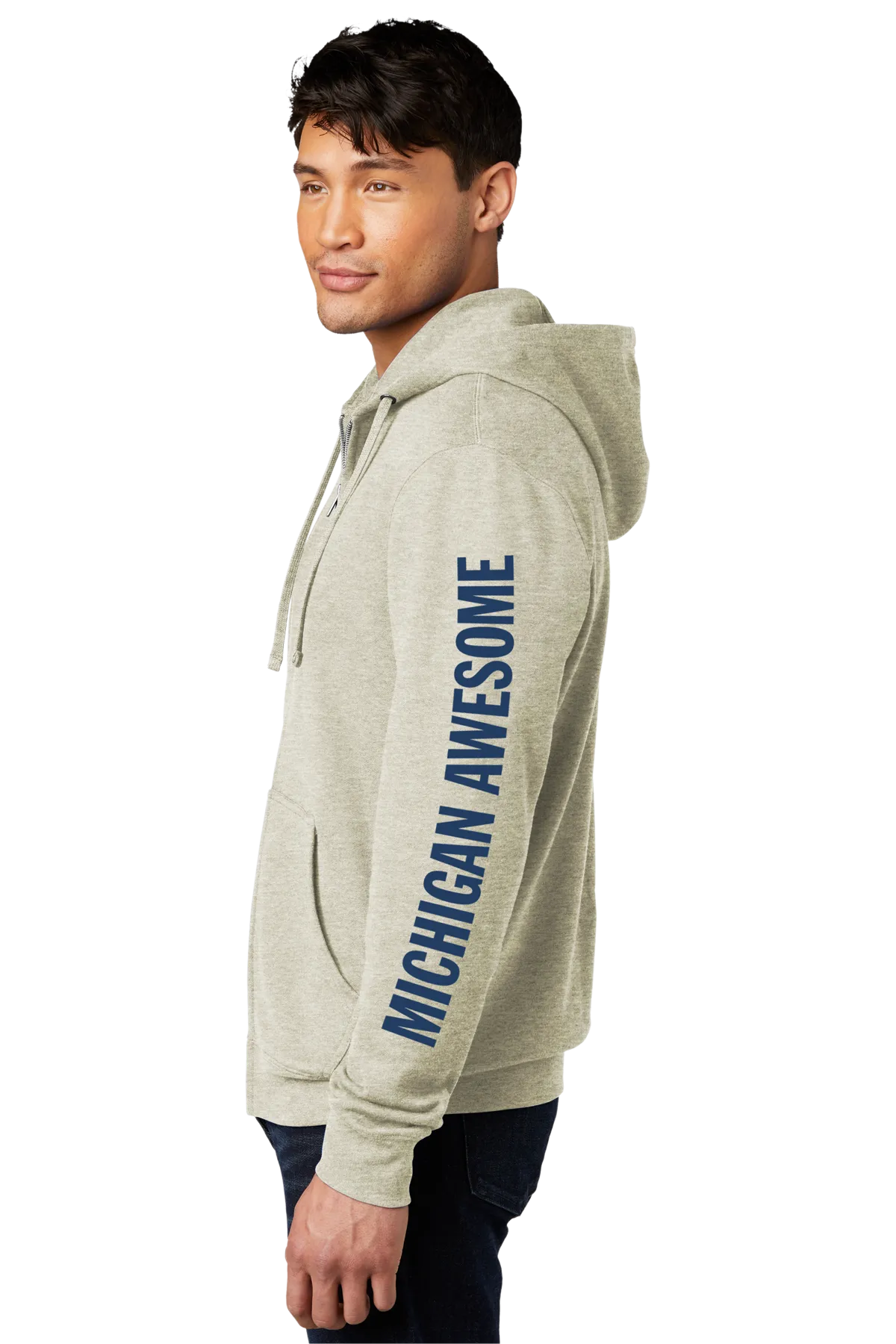 Michigan Awesome Sleeve Zip Hoodie