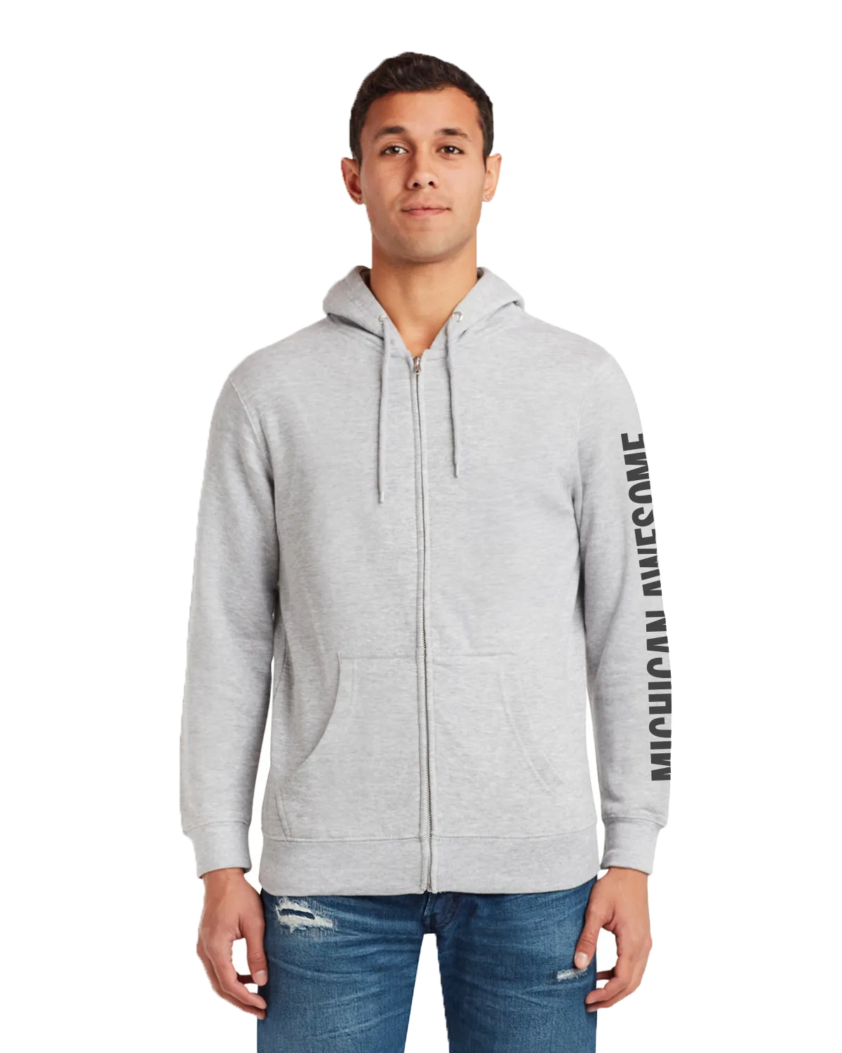 Michigan Awesome Sleeve Zip Hoodie