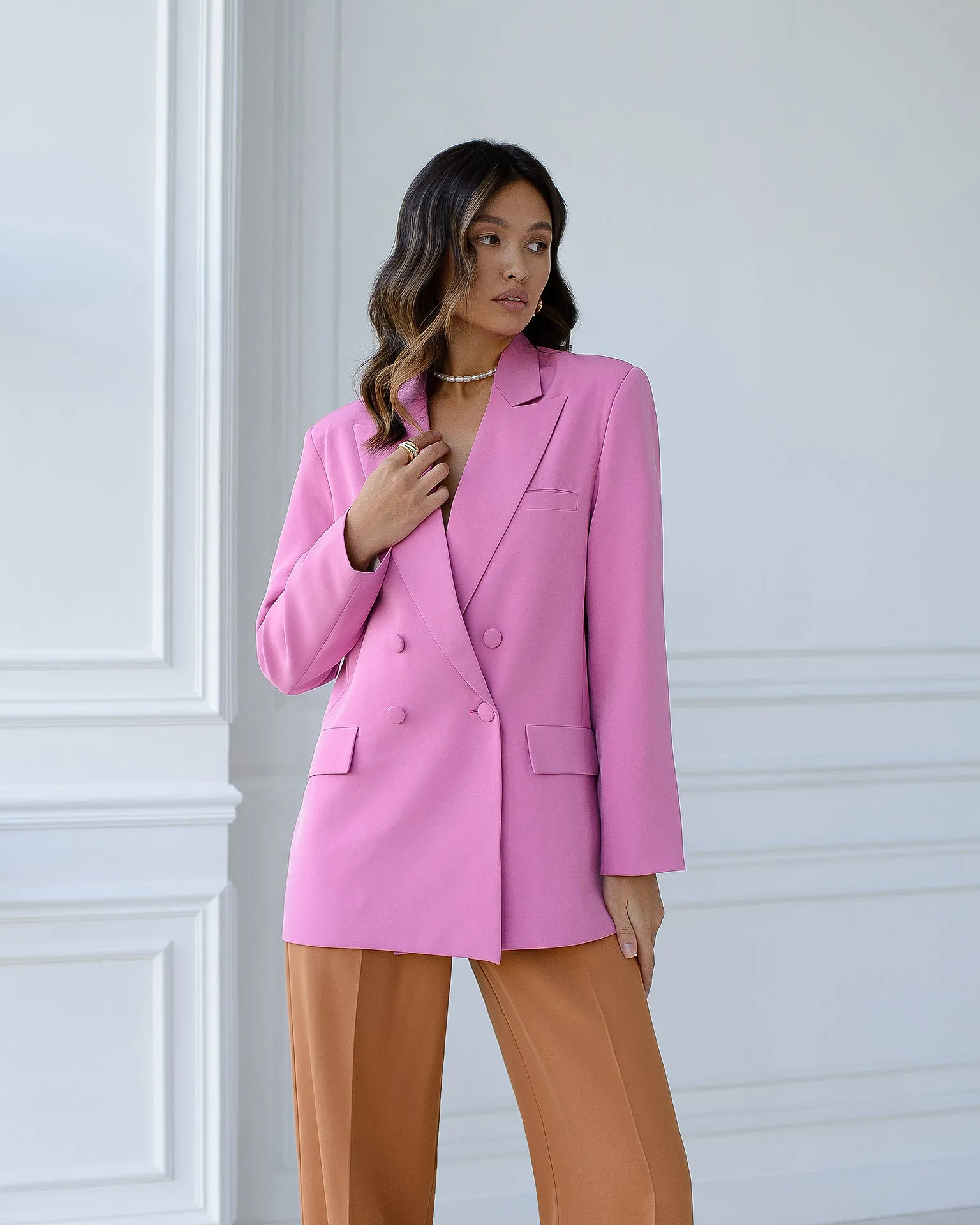 Monika Dusty-Pink Double-Breasted Blazer