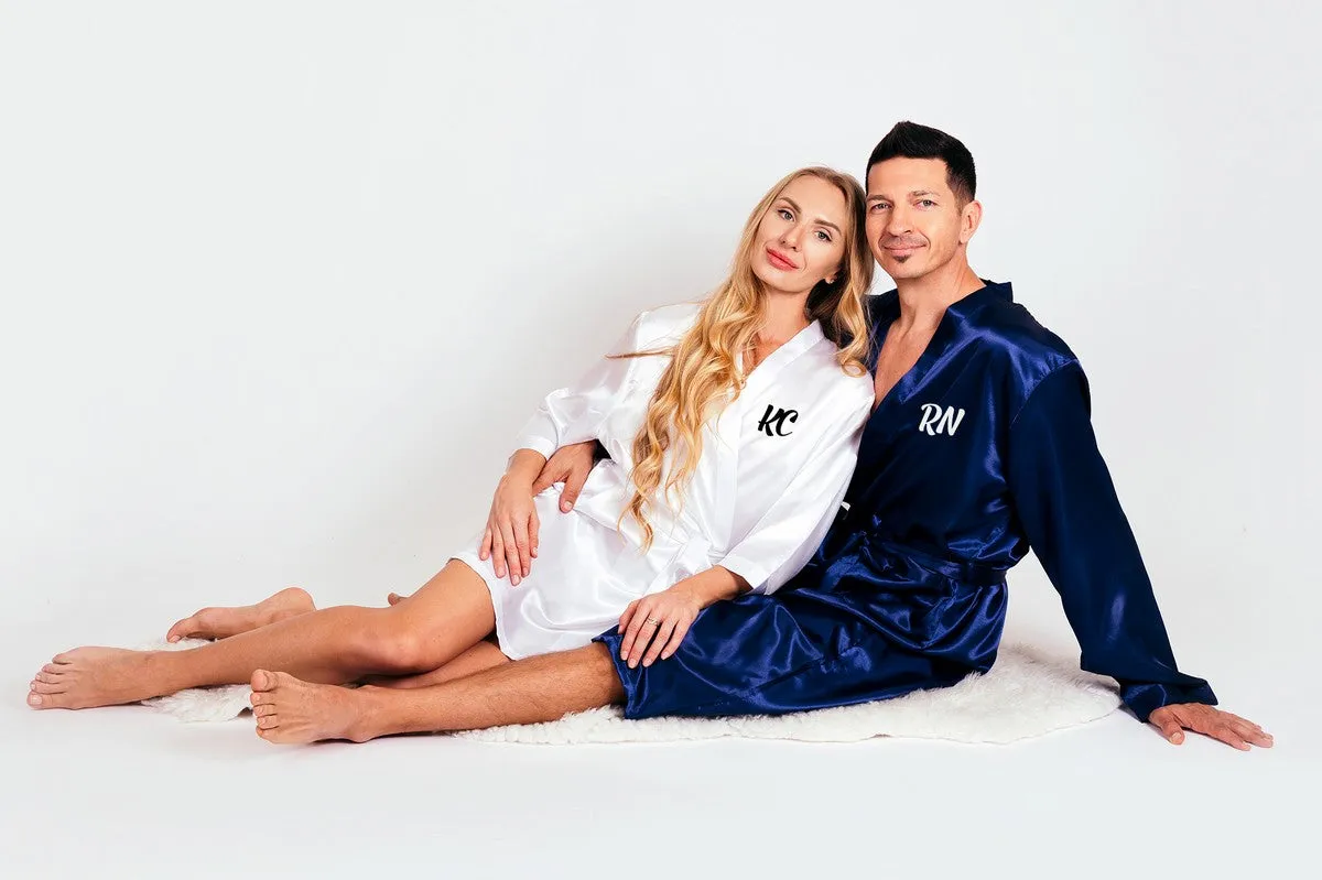 Mr. and Mrs. Matching Satin Robes for Couple