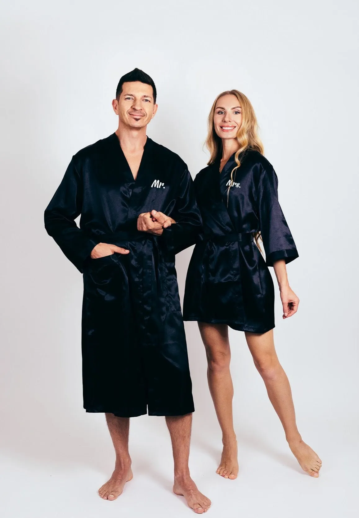 Mr. and Mrs. Matching Satin Robes for Couple