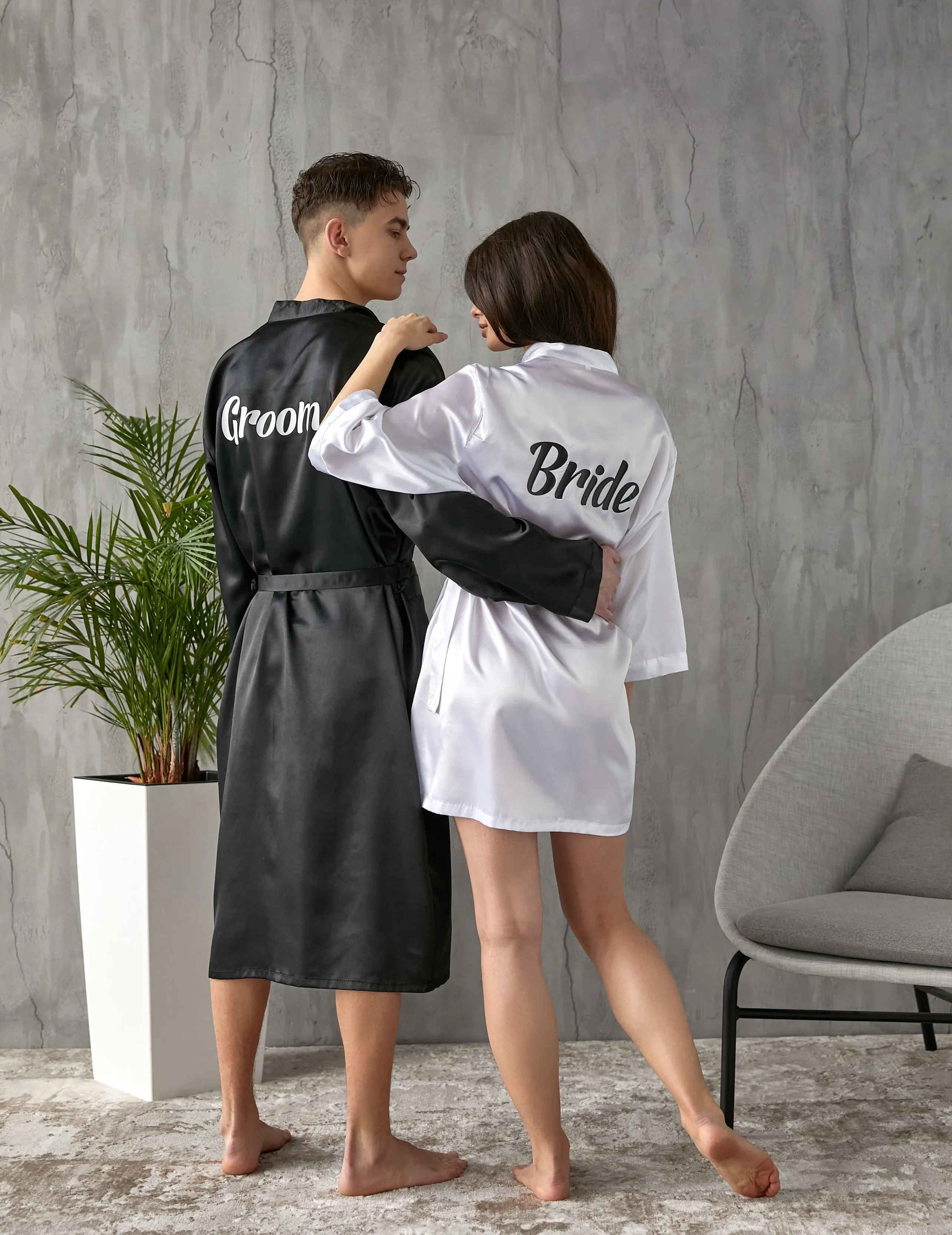 Mr. and Mrs. Matching Satin Robes for Couple