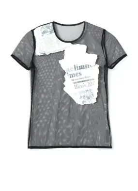 Newspaper Print Tight Short Sleeve T