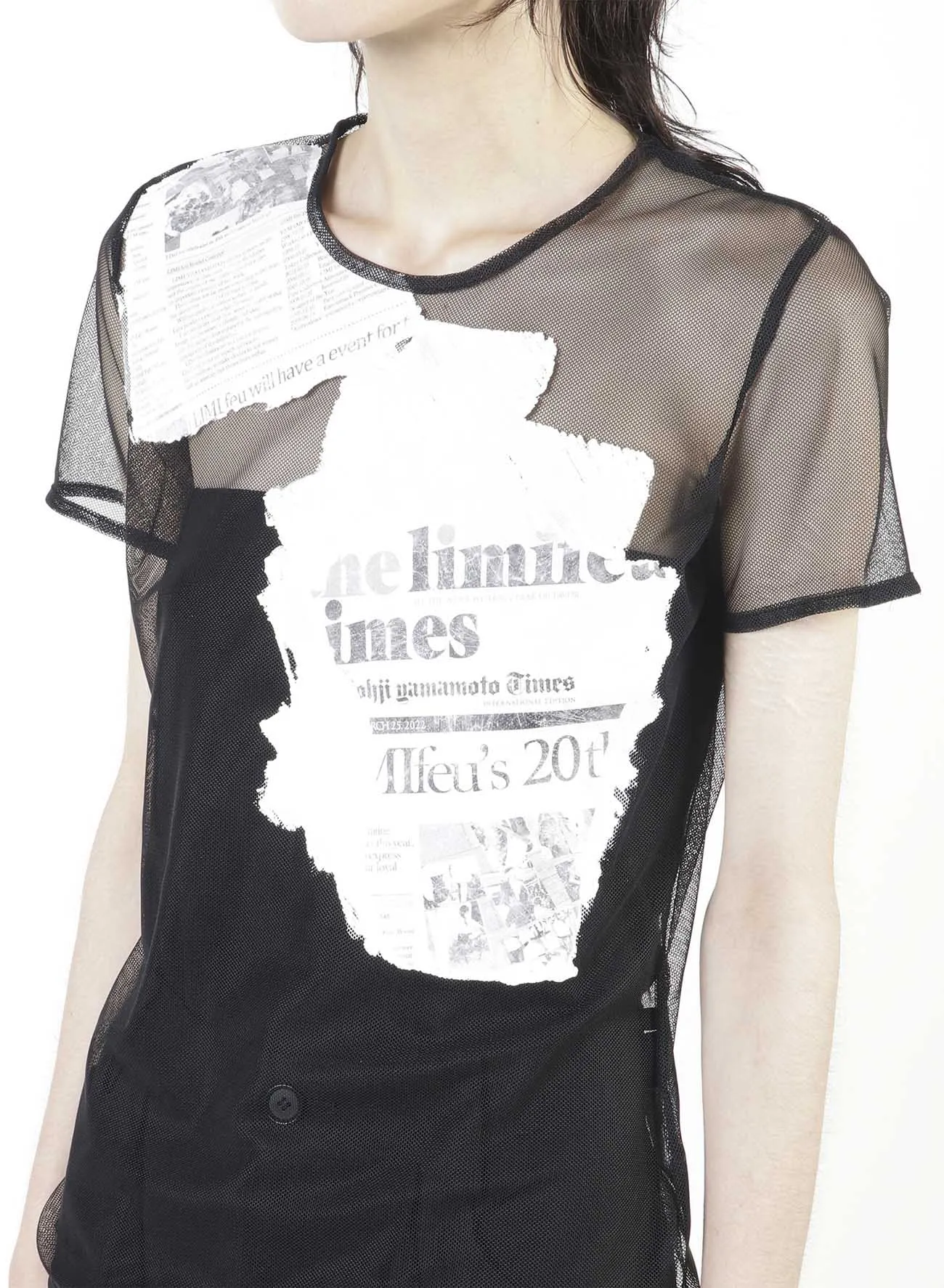 Newspaper Print Tight Short Sleeve T