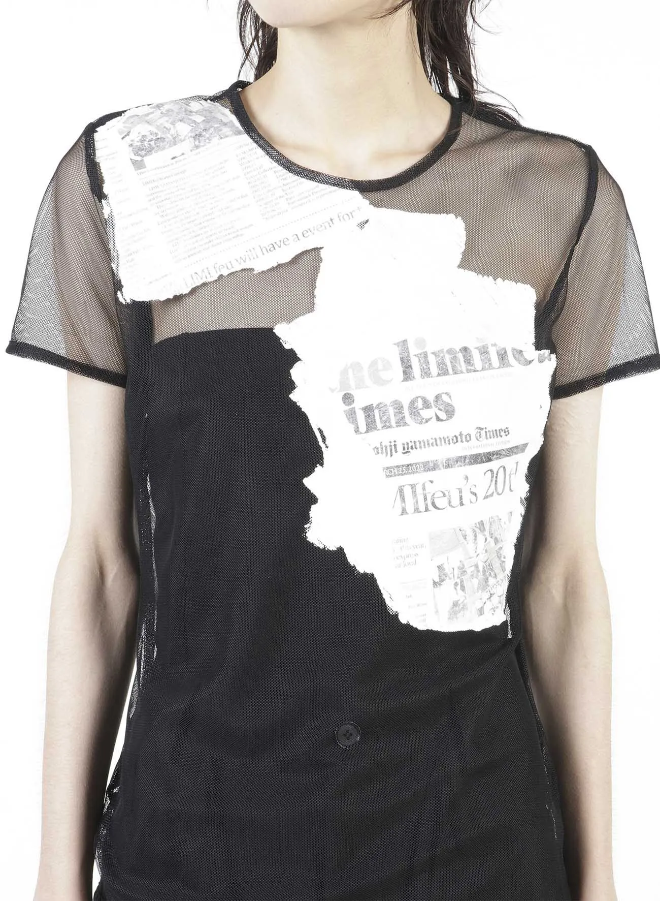 Newspaper Print Tight Short Sleeve T