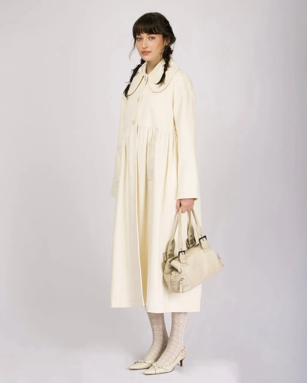 Nina Cord Trench Coat - Cream