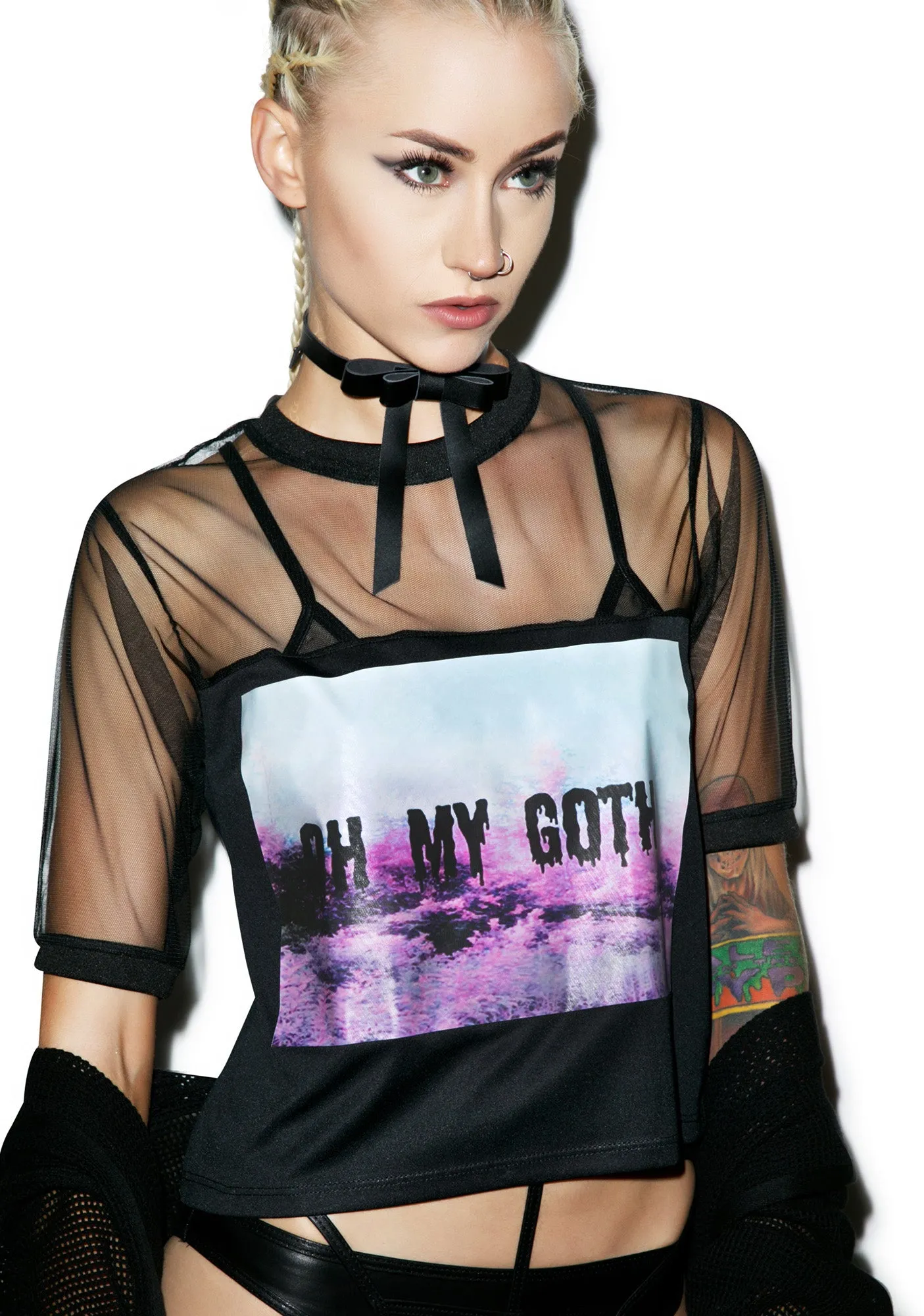 Oh My Goth Mesh Crop Top