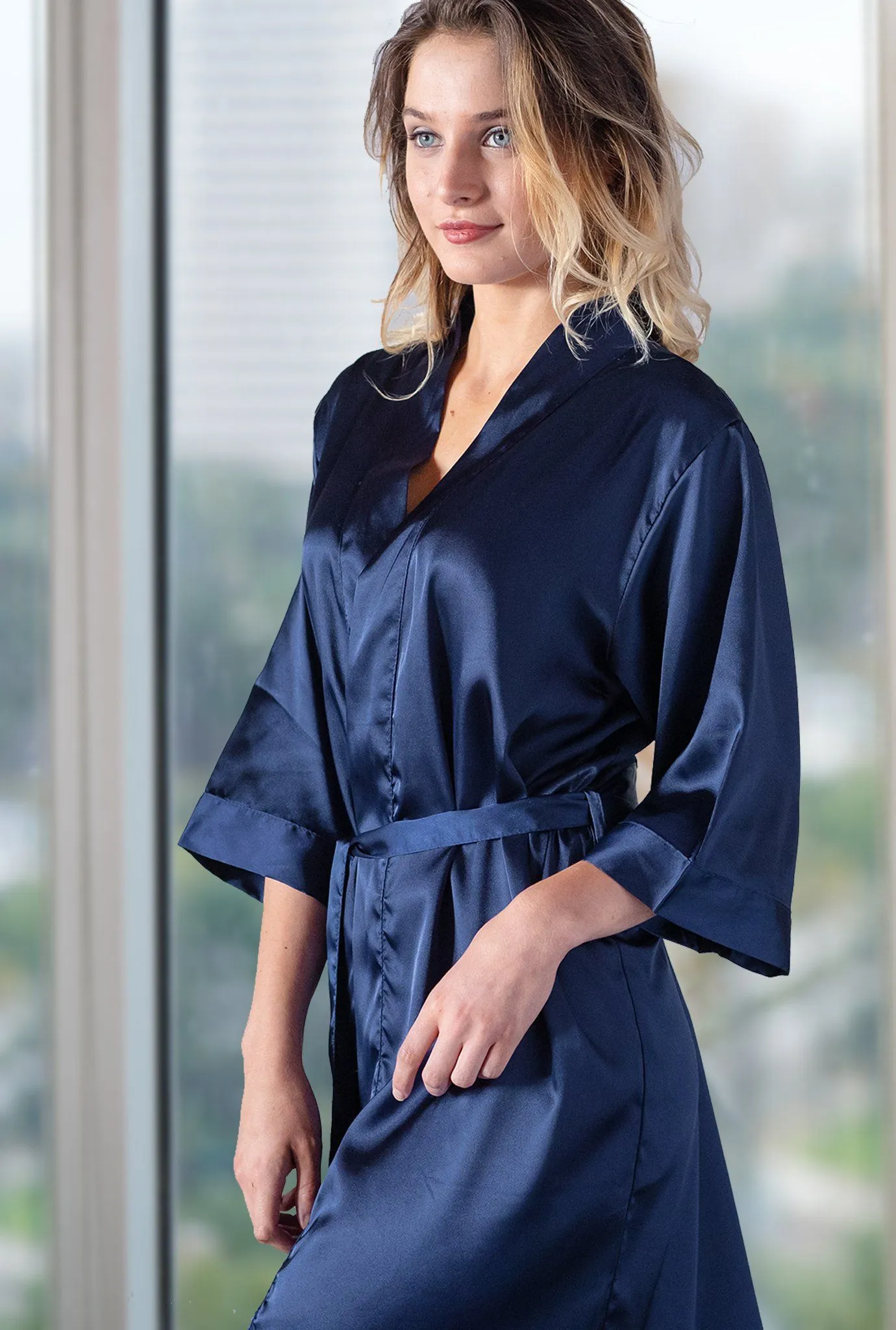 Personalized Bridal Satin Kimono Robe