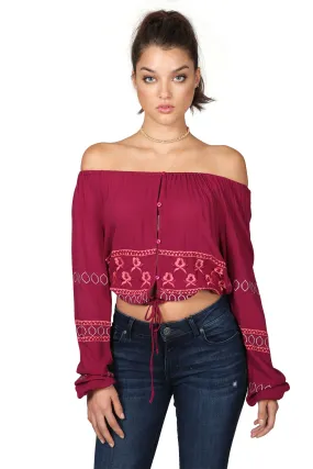 POSY PEASANT CROP TOP