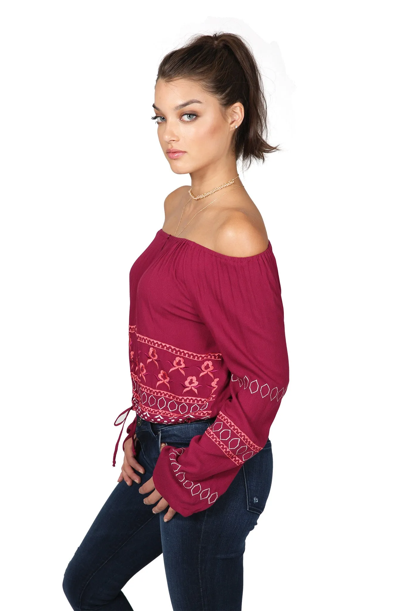 POSY PEASANT CROP TOP