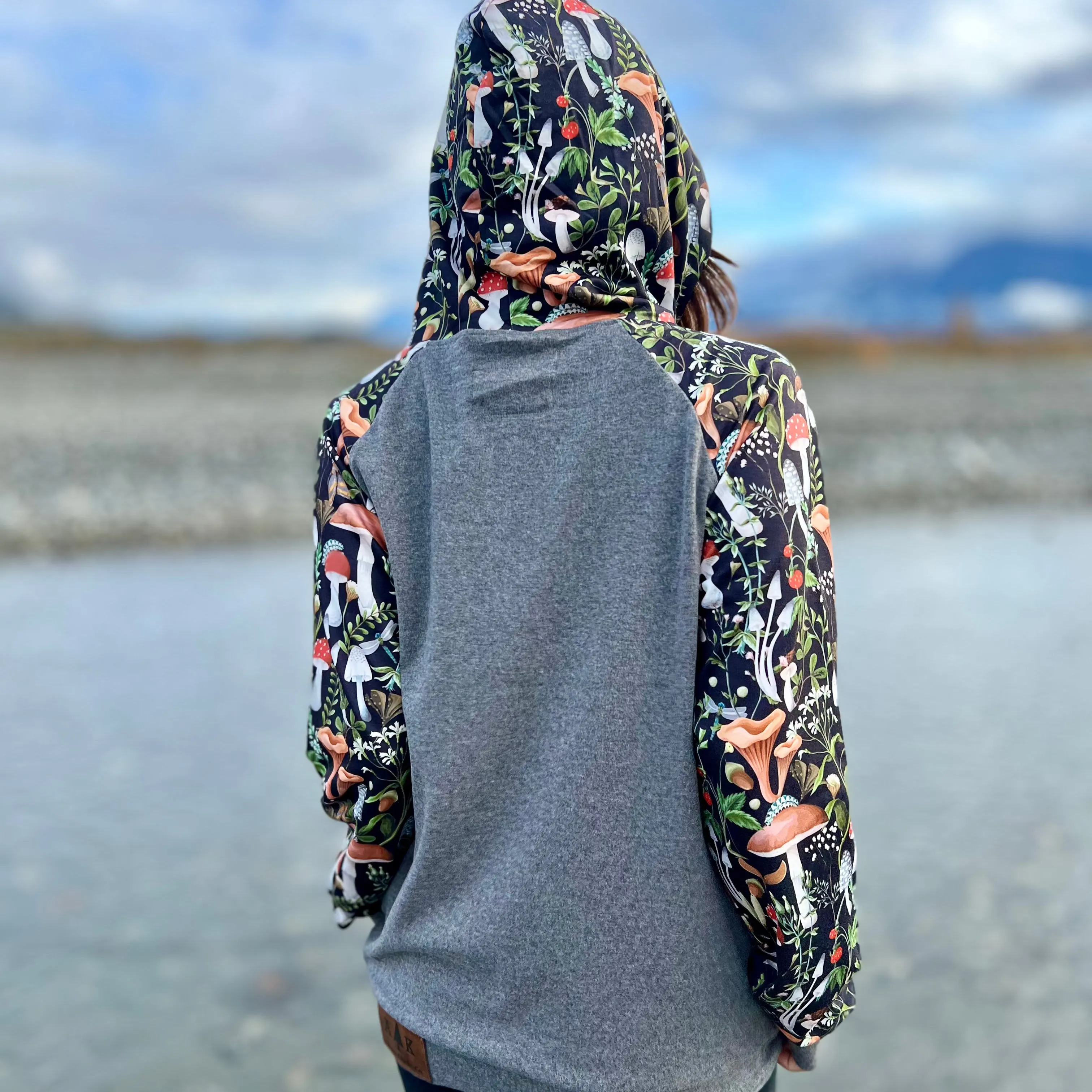 Printed Sleeve Zip-Up Hoodie