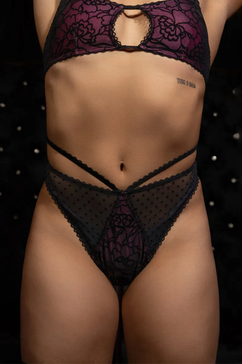 RAD Tease Jadin Bottoms - Fuchsia with Black Mesh