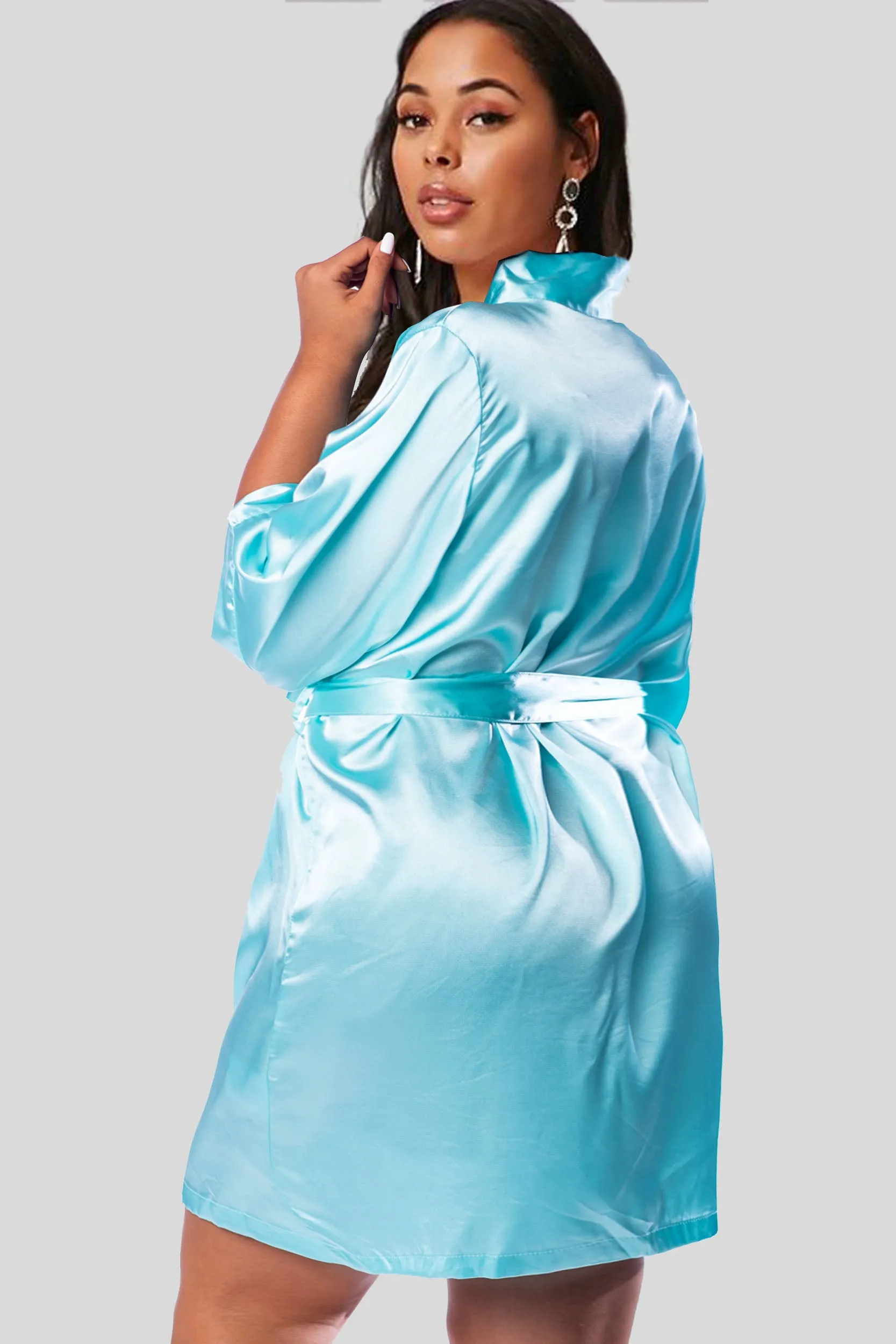 Robin's Egg Blue Satin Kimono Robe