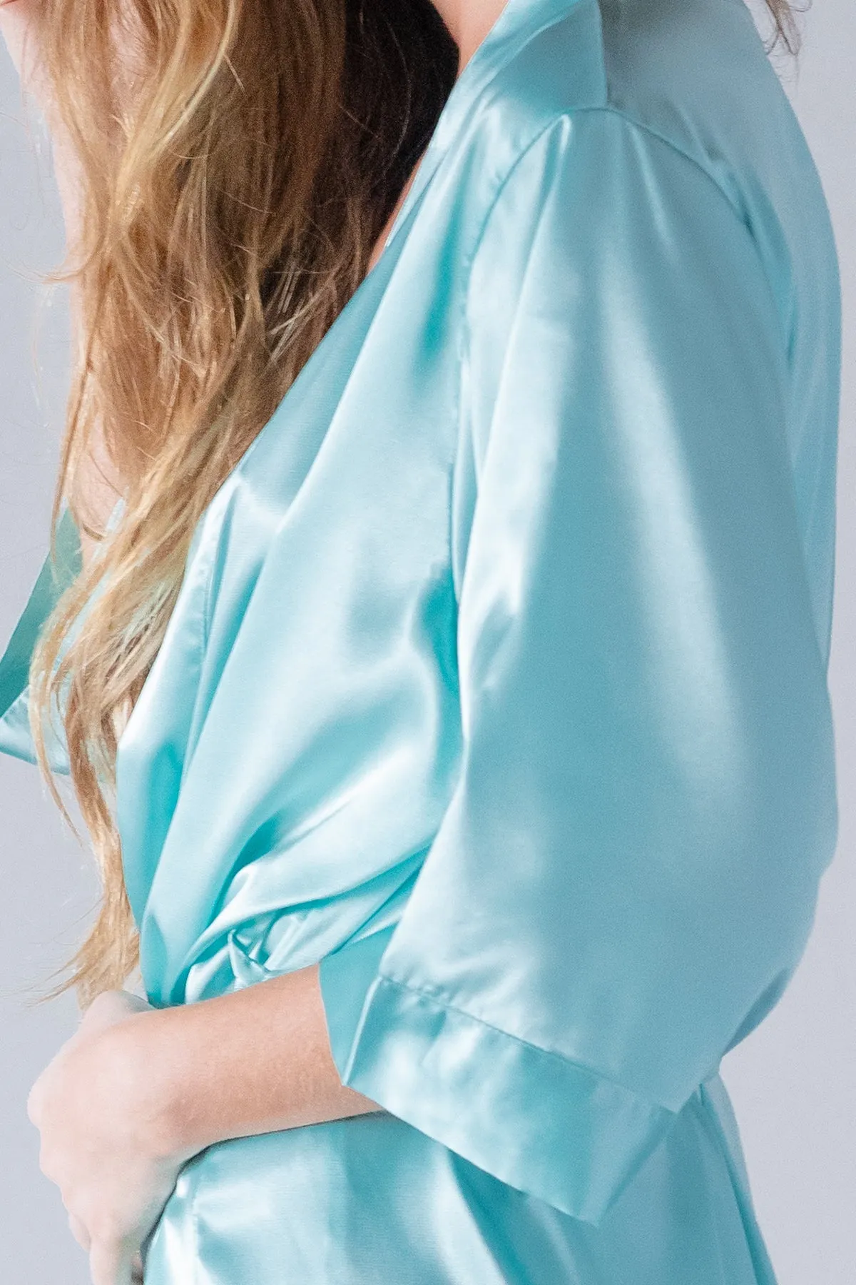 Robin's Egg Blue Satin Kimono Robe