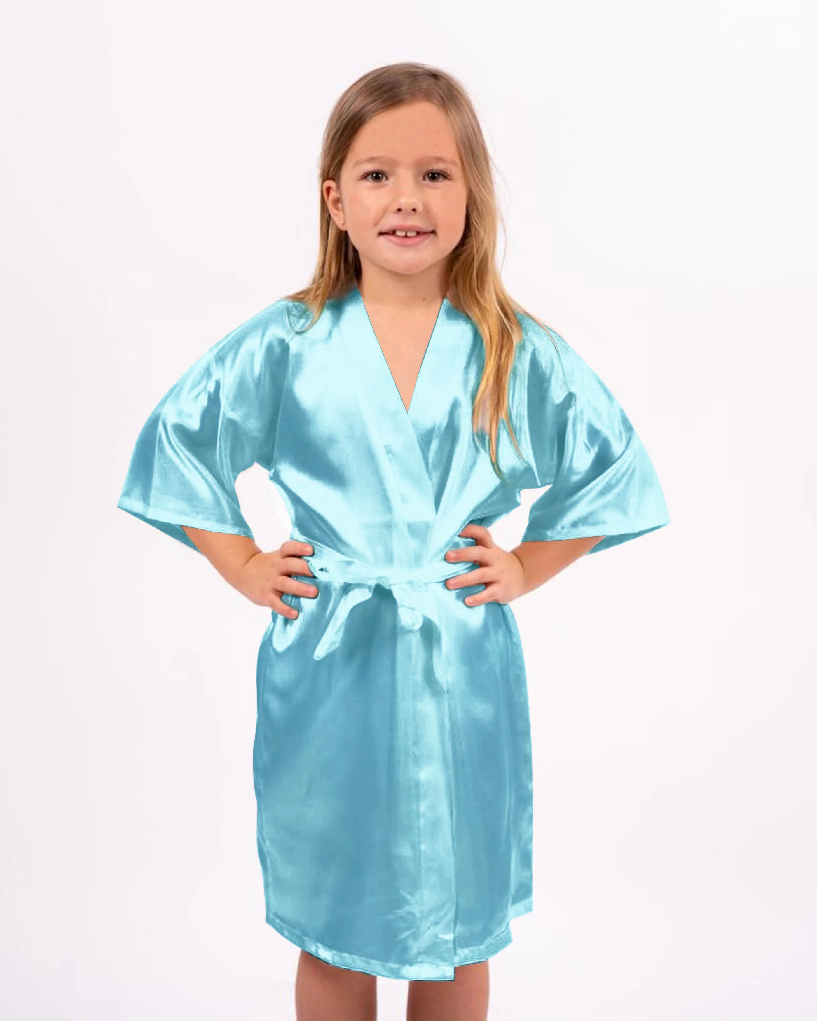 Robin's Egg Blue Satin Kimono Robe