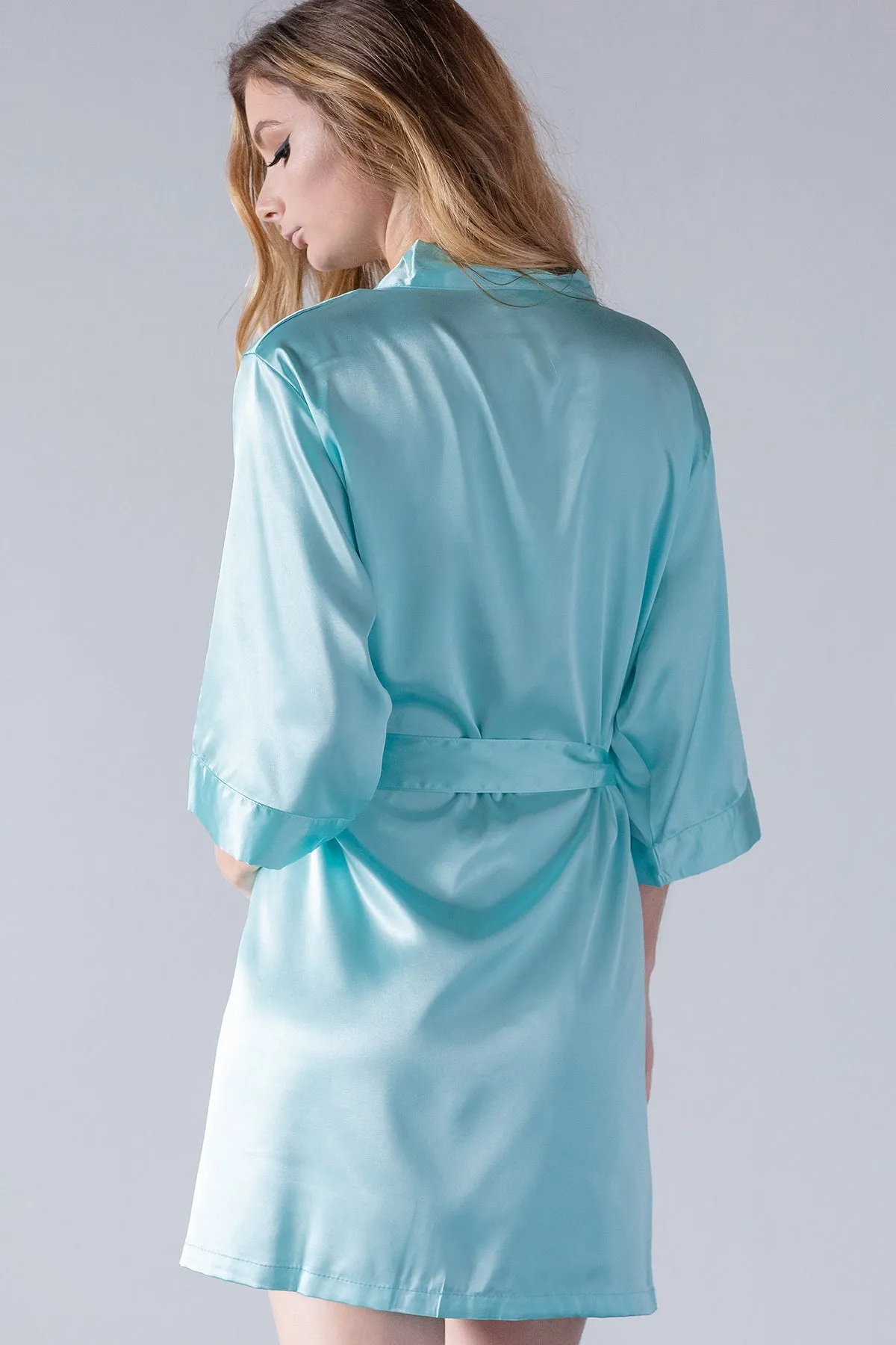 Robin's Egg Blue Satin Kimono Robe