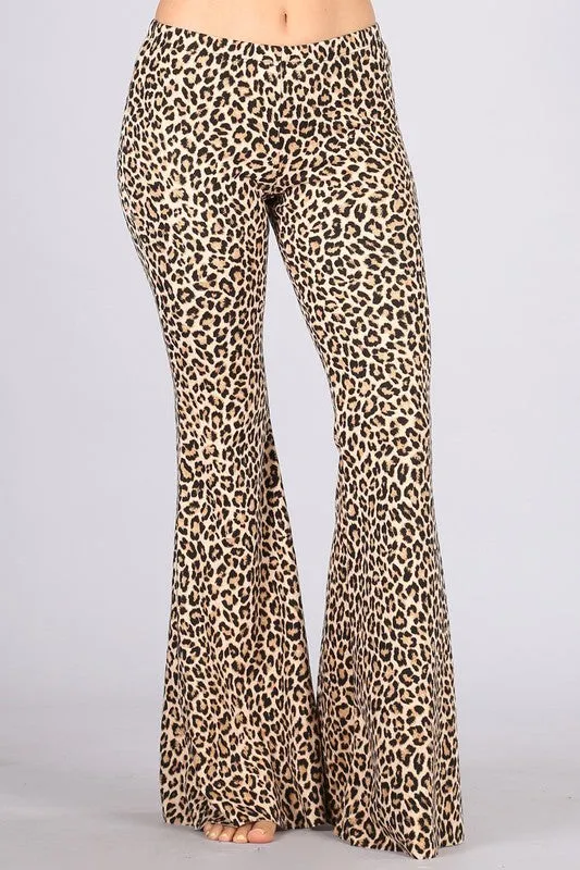 *SALE Chatoyant Leopard Heavy Brushed Skinny Bell Pants - Leopard