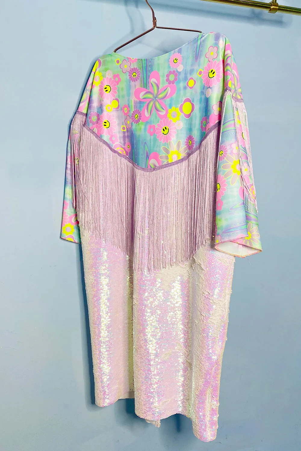 Sequin and Print Fringed Festival Kimono | 2 Colours | Loonigans