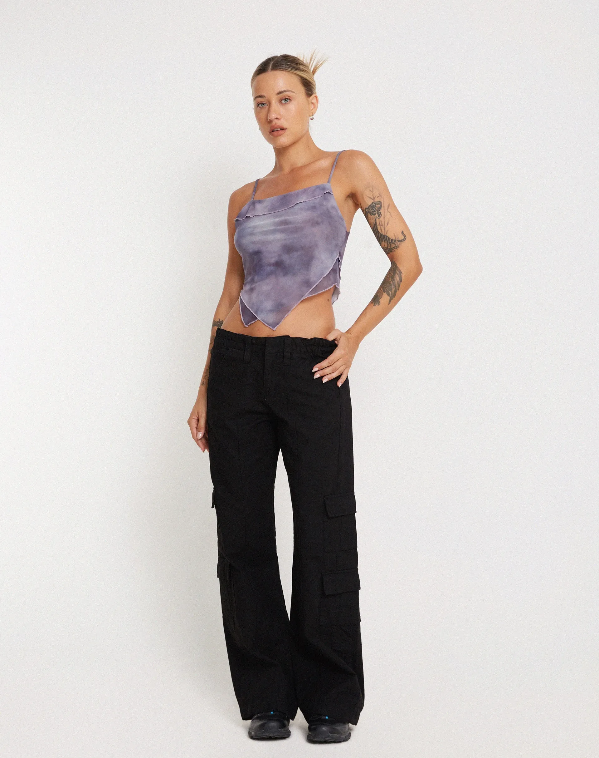 Shindu Printed Mesh Top in Smokey Gradients Purple