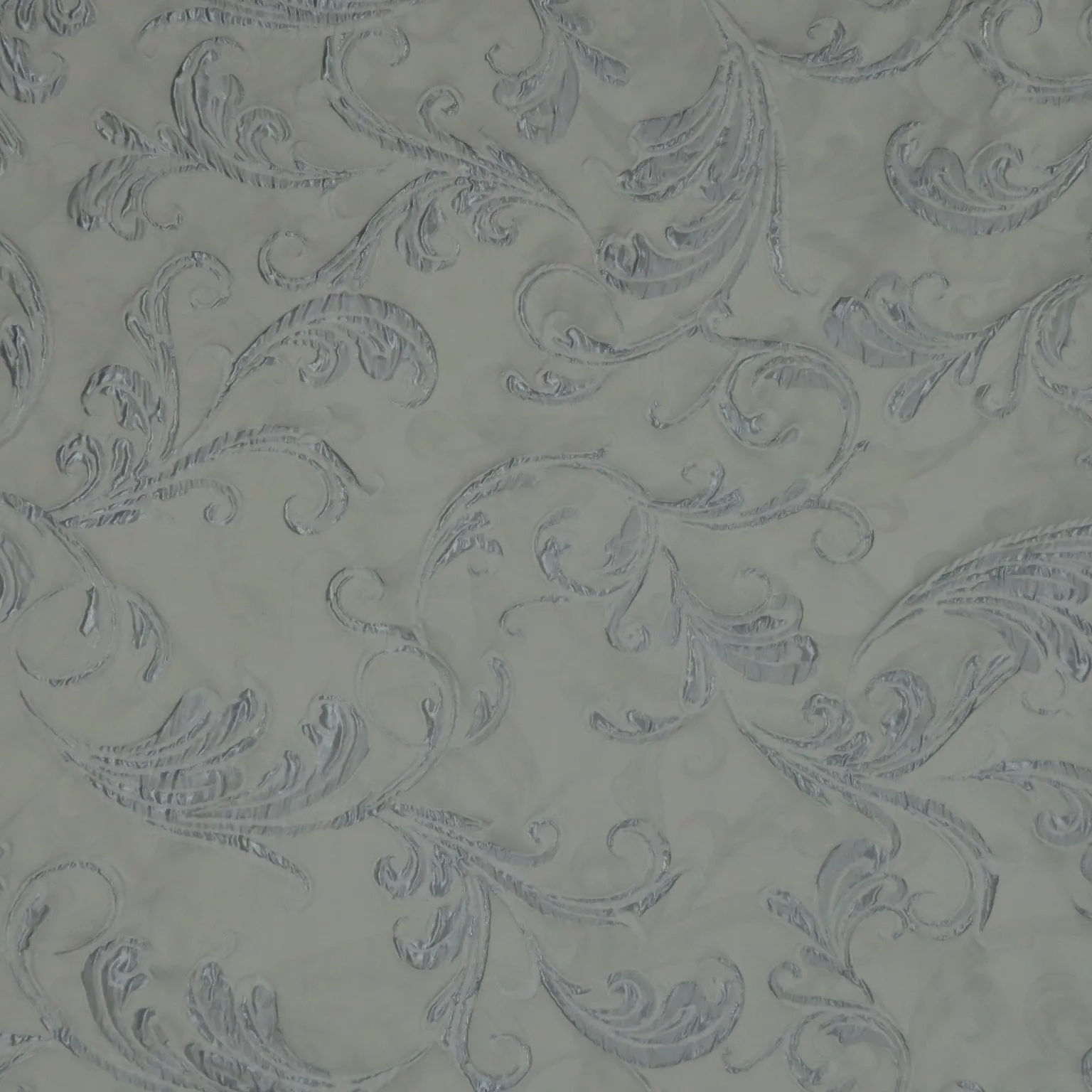 Silver Floral Abstract Brocade Fabric